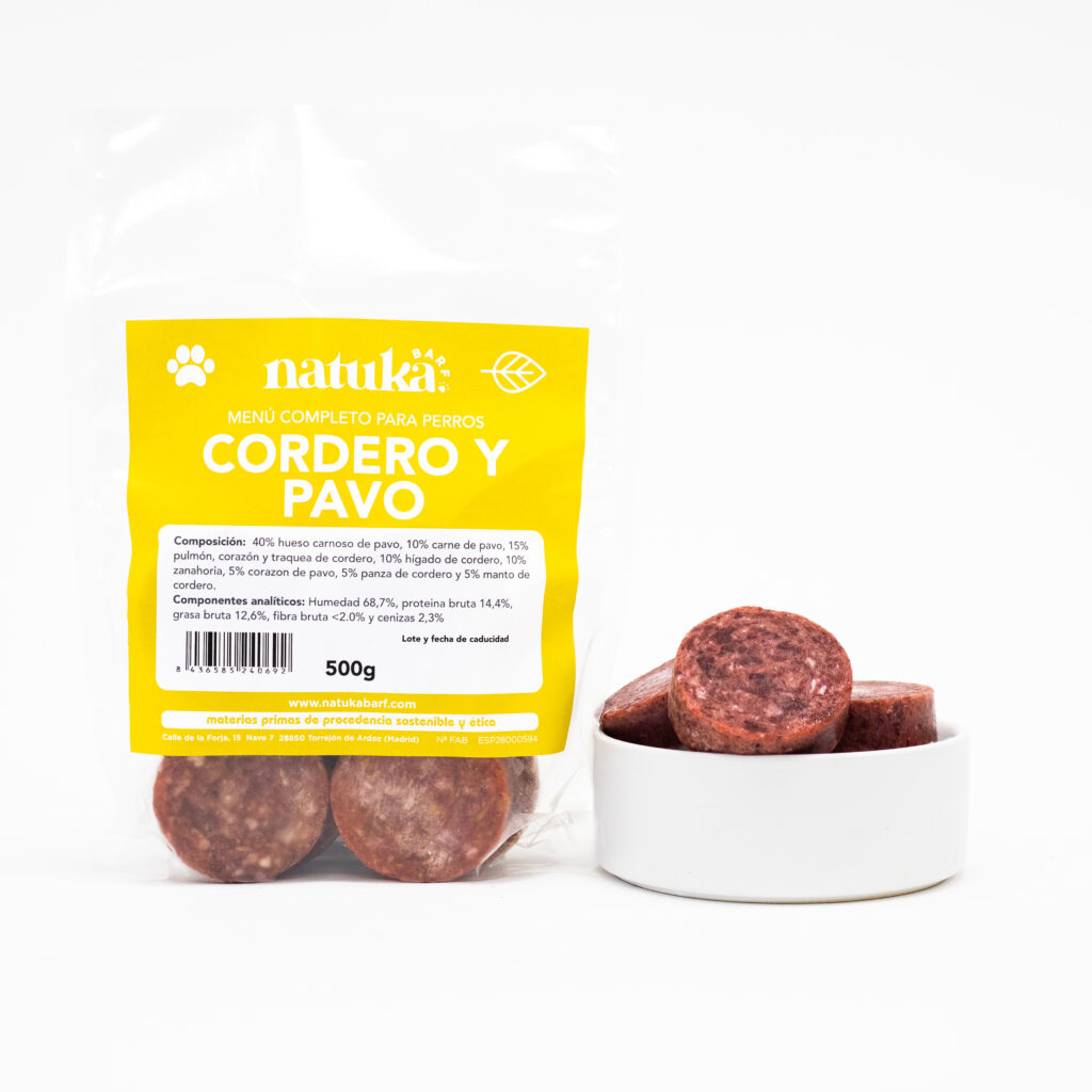 Menú BARF Natuka de cordero y pavo 500g para perros